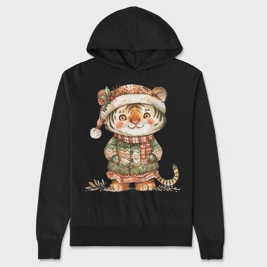 Christmas Tiger Hat, Hanorac Oversize Barbati (Unisex)