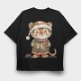 Christmas Tiger Hat, Tricou Oversize Barbati (Unisex)