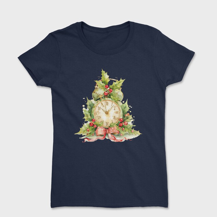 Christmas Timepiece Wreath, Tricou Femei