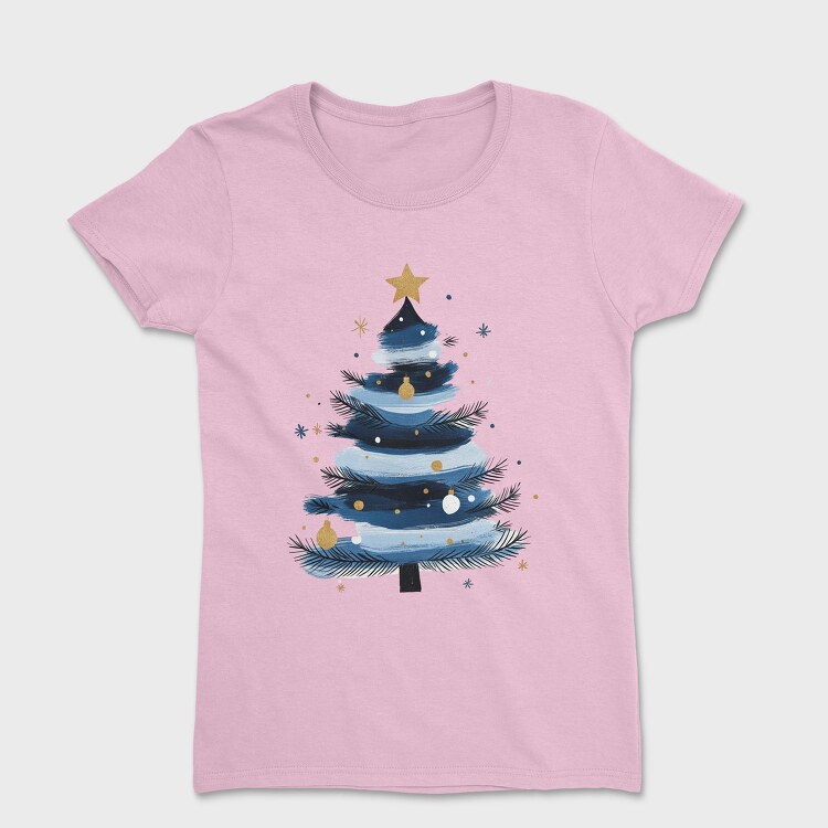 Christmas Tree Blue Gold, Tricou Femei