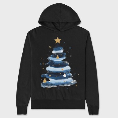 Christmas Tree Blue Gold, Hanorac Oversize Barbati (Unisex)