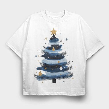 Christmas Tree Blue Gold, Tricou Oversize Barbati (Unisex)