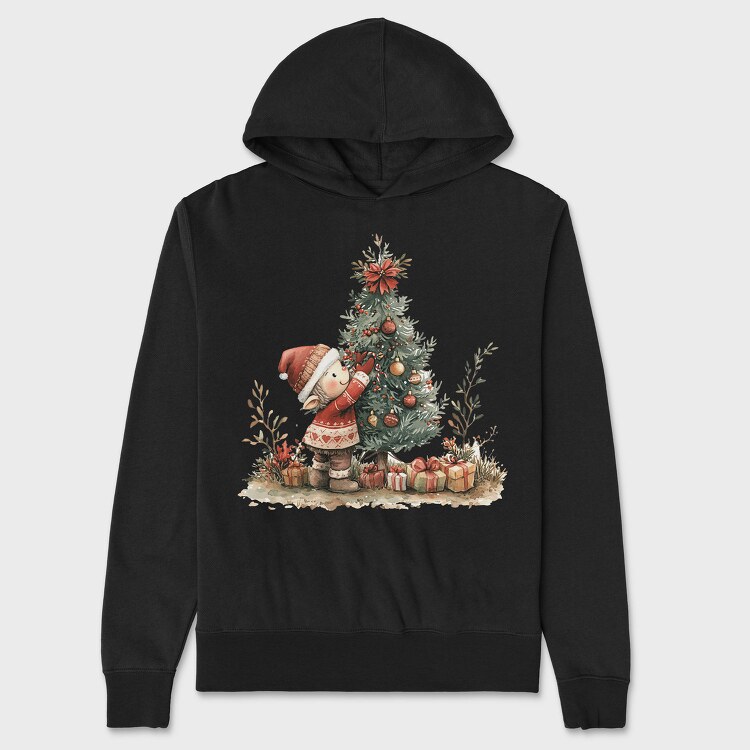 Christmas Tree Gnome, Hanorac Oversize Barbati (Unisex)