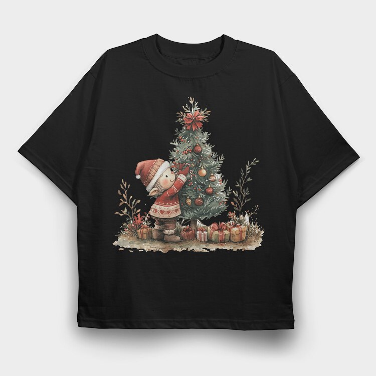 Christmas Tree Gnome, Tricou Oversize Barbati (Unisex)