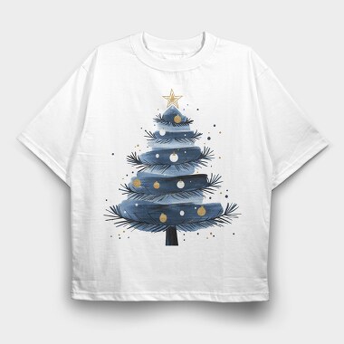 Christmas Tree Navy Blue, Tricou Oversize Barbati (Unisex)