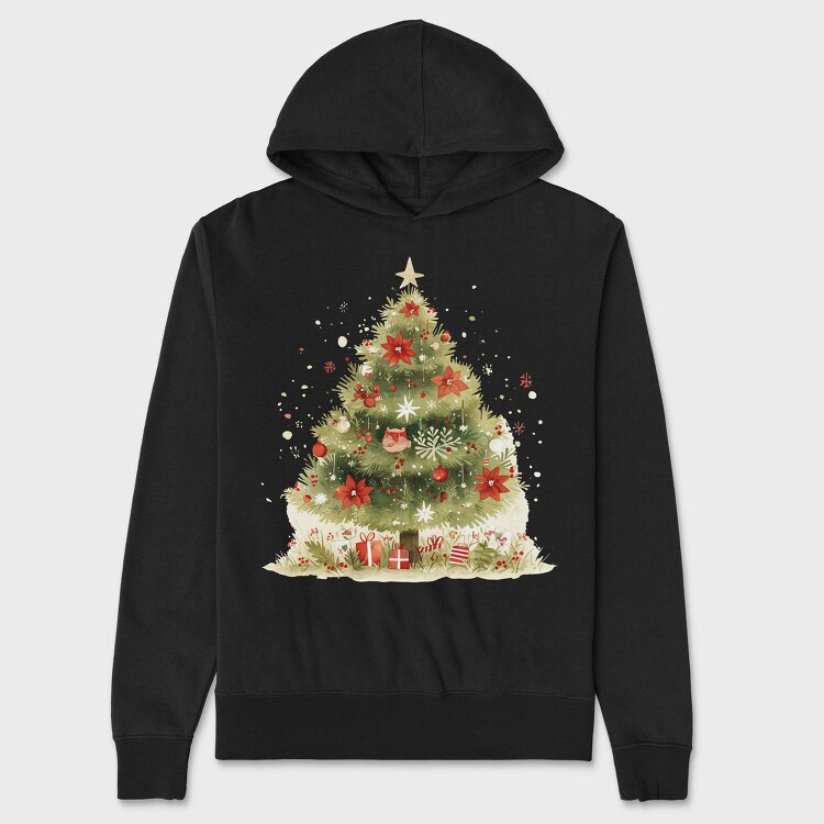 Christmas Tree Red, Hanorac Oversize Barbati (Unisex)