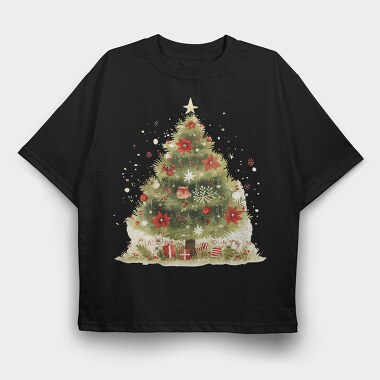 Christmas Tree Red, Tricou Oversize Barbati (Unisex)