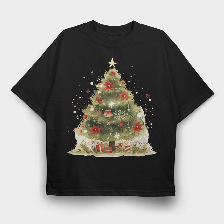 Christmas Tree Red, Tricou Oversize Barbati (Unisex)