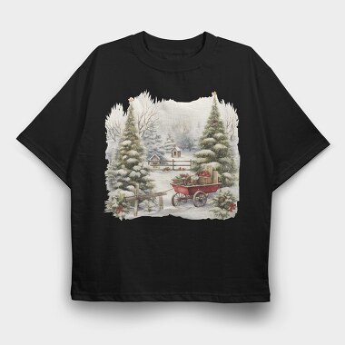 Christmas Tree Sleigh, Tricou Oversize Barbati (Unisex)
