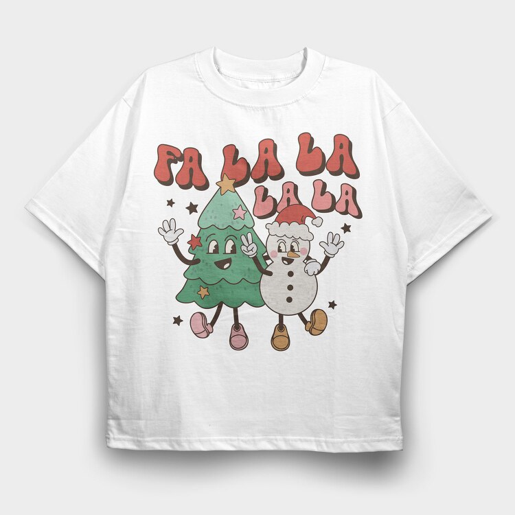 Christmas Tree Snowman Fa La La, Tricou Oversize Barbati (Unisex)