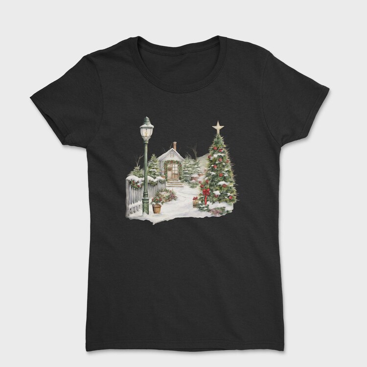 Christmas Tree Snowscape, Tricou Femei