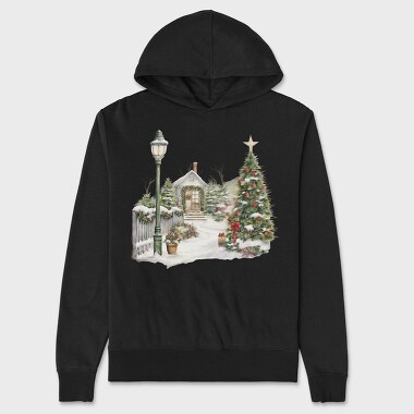 Christmas Tree Snowscape, Hanorac Oversize Barbati (Unisex)