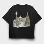 Christmas Tree Snowscape, Tricou Oversize Barbati (Unisex)