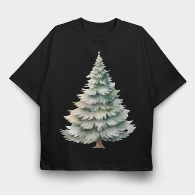 Christmas Tree Snowy, Tricou Oversize Barbati (Unisex)