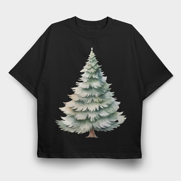 Christmas Tree Snowy, Tricou Oversize Barbati (Unisex)