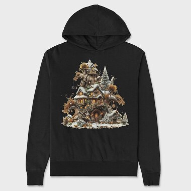 Christmas Treehouse Mountain, Hanorac Oversize Barbati (Unisex)