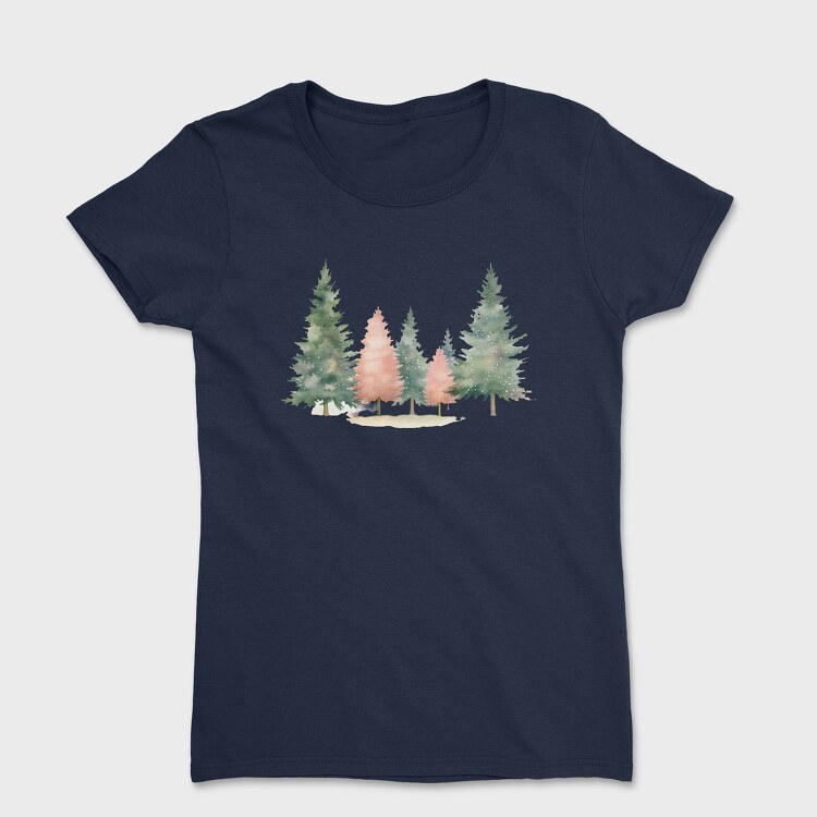 Christmas Trees Snowy, Tricou Femei