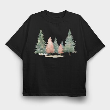 Christmas Trees Snowy, Tricou Oversize Barbati (Unisex)