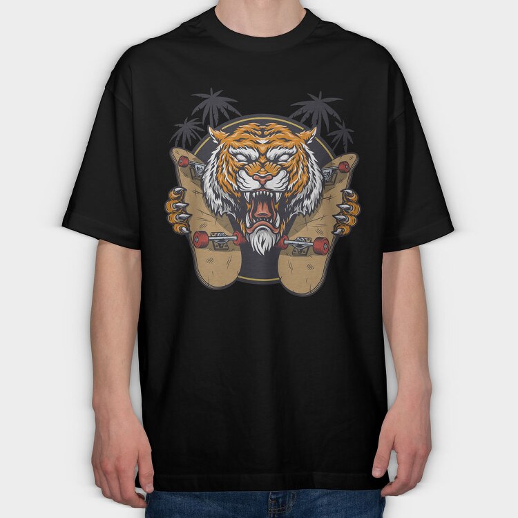 Tiger Skate Palm, Tricou Oversize Barbati (Unisex)