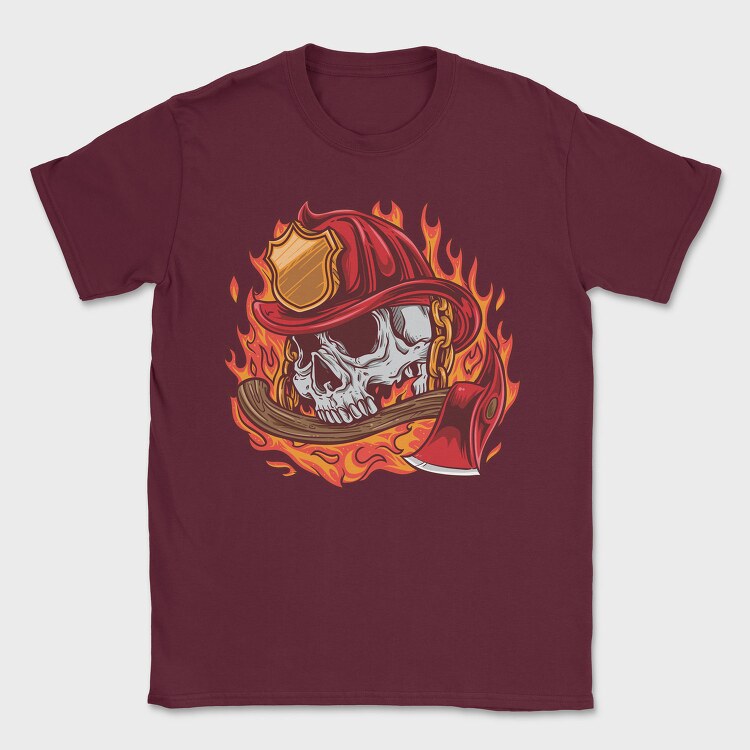 Firefighter Skull, Tricou Barbati (Unisex)