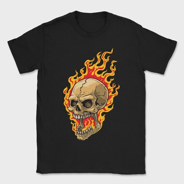 Flaming Skull, Tricou Barbati (Unisex)