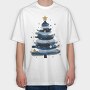 Christmas Tree Blue Gold, Tricou Oversize Barbati (Unisex)