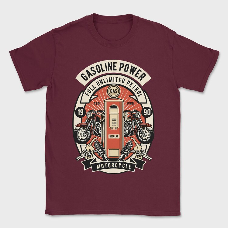 Gasoline Power Motorcycle, Tricou Barbati (Unisex)