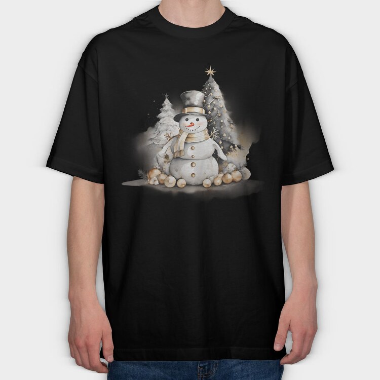 Christmas Snowman Buddy, Tricou Oversize Barbati (Unisex)