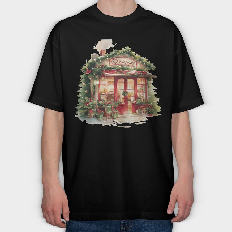 Christmas Storefront, Tricou Oversize Barbati (Unisex)