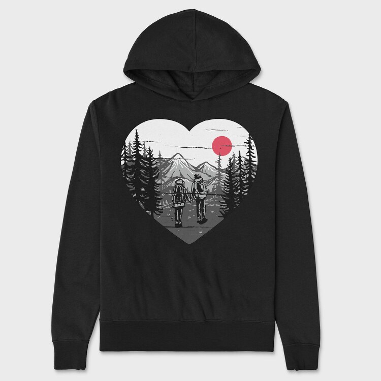 Hiking Heart Adventure, Hanorac Oversize Barbati (Unisex)