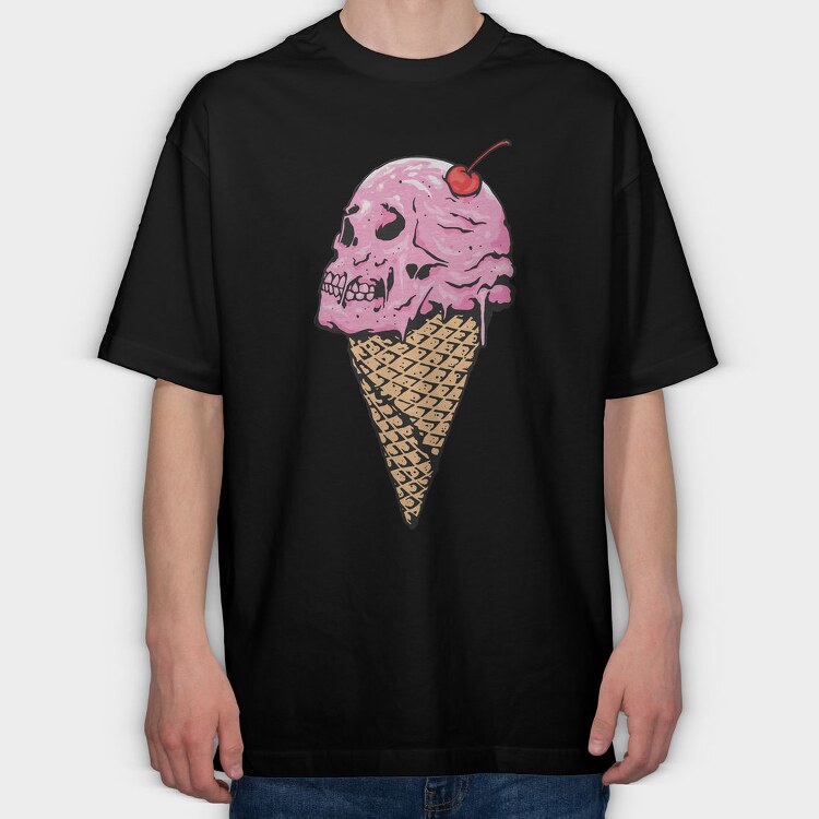 Icecream Skull Cherry, Tricou Oversize Barbati (Unisex)