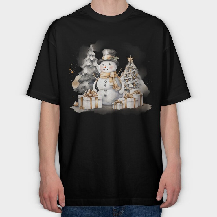 Christmas Snowman Friend, Tricou Oversize Barbati (Unisex)