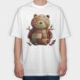 Christmas Teddy Patchwork, Tricou Oversize Barbati (Unisex)