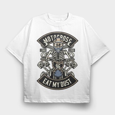 Motocross Skeleton Racer, Tricou Oversize Barbati (Unisex)