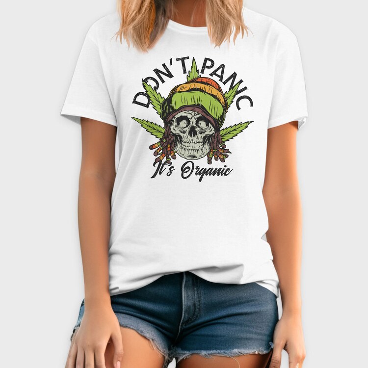 Dont Panic Weed Skull, Tricou Barbati (Unisex)