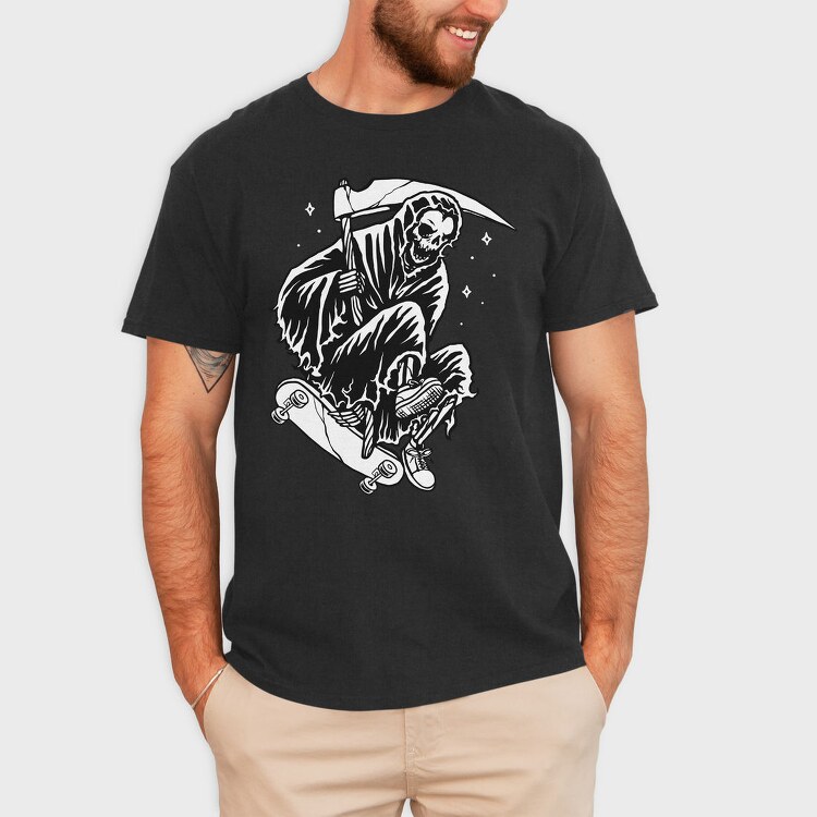 Skateboard Grim Reaper 1, Tricou Barbati (Unisex)