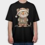 Christmas Tiger Hat, Tricou Oversize Barbati (Unisex)