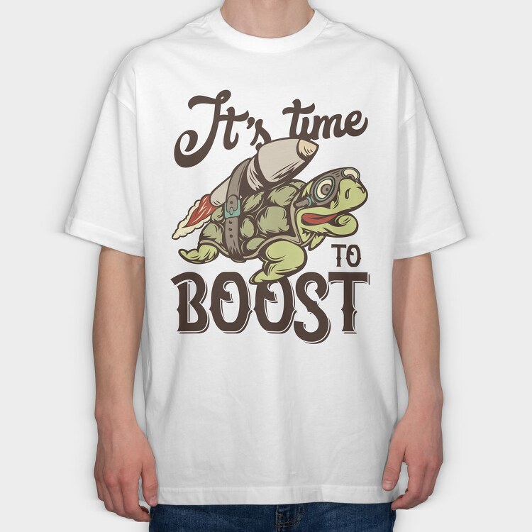 Turtle Boost Time, Tricou Oversize Barbati (Unisex)