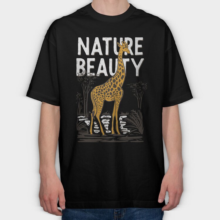 Nature Beauty Giraffe, Tricou Oversize Barbati (Unisex)