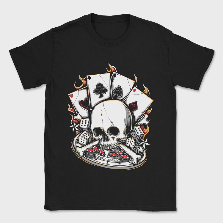 Poker Skull Bones, Tricou Barbati (Unisex)