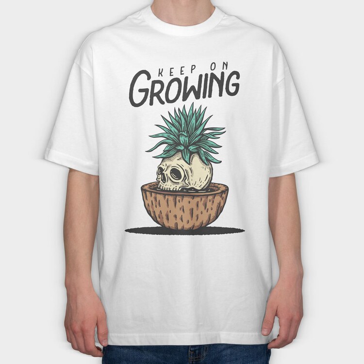 Keep On Growing Skull, Tricou Oversize Barbati (Unisex)