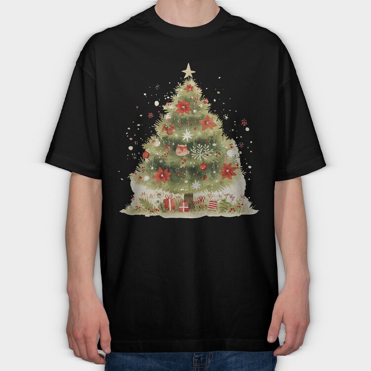 Christmas Tree Red, Tricou Oversize Barbati (Unisex)