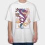Chinese Dragon With Flames, Tricou Oversize Barbati (Unisex)