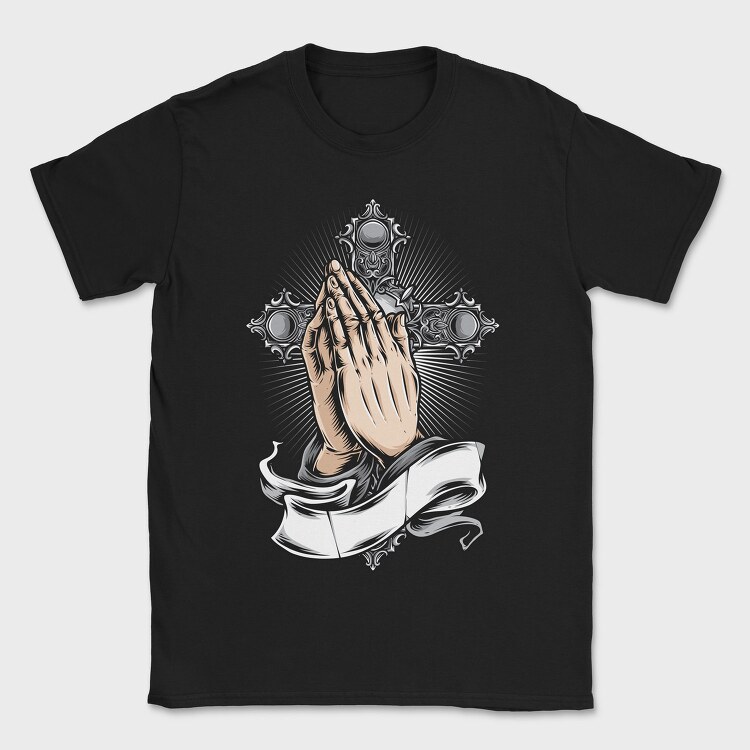 Praying Hands Cross, Tricou Barbati (Unisex)