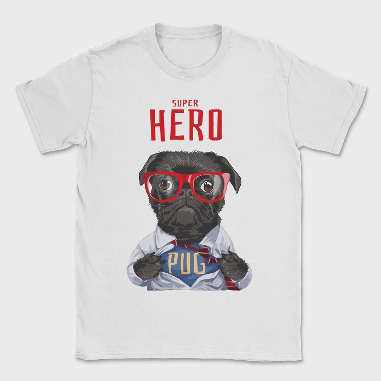 Pug Super Hero, Tricou Barbati (Unisex)