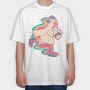Chicken Roller Skating Rollers, Tricou Oversize Barbati (Unisex)