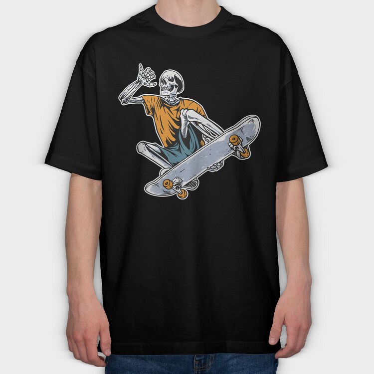 Skateboard Skeleton, Tricou Oversize Barbati (Unisex)