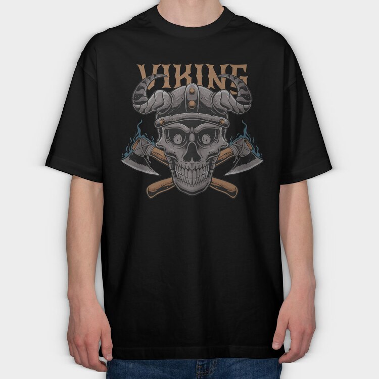 Viking Skull Horns, Tricou Oversize Barbati (Unisex)