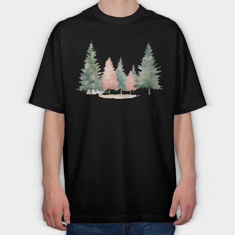 Christmas Trees Snowy, Tricou Oversize Barbati (Unisex)