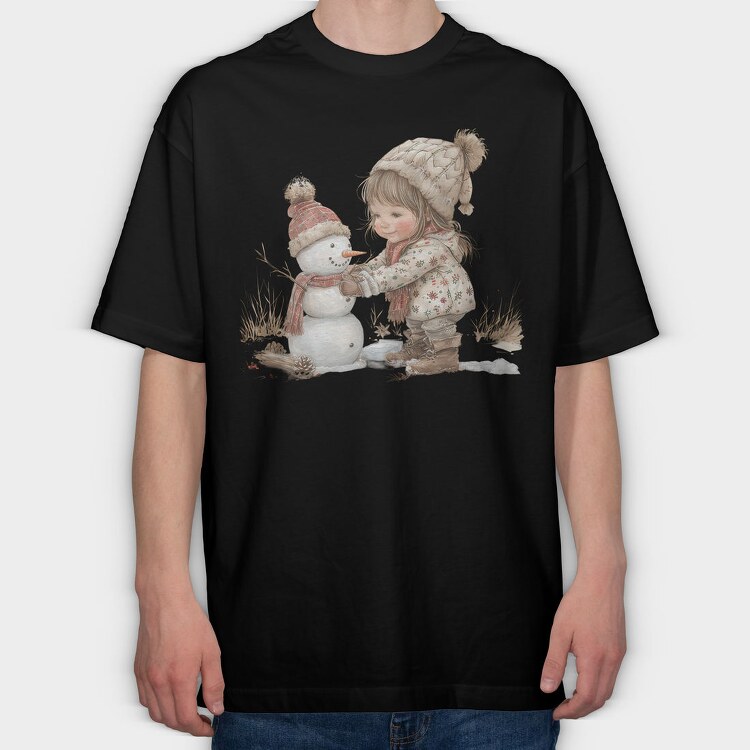 Christmas Snowman Kid, Tricou Oversize Barbati (Unisex)